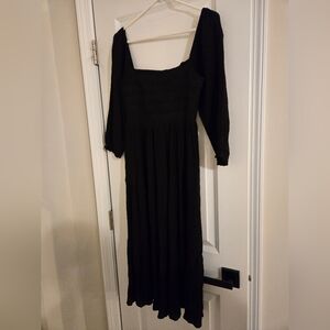 Flag & Anthem Smocked Black Long Sleeve Dress